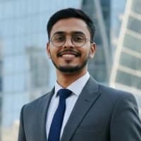 A man in a blue shirt stands with arms crossed, representing Jahid Hasan, UI/UX Designer at Rankupper.